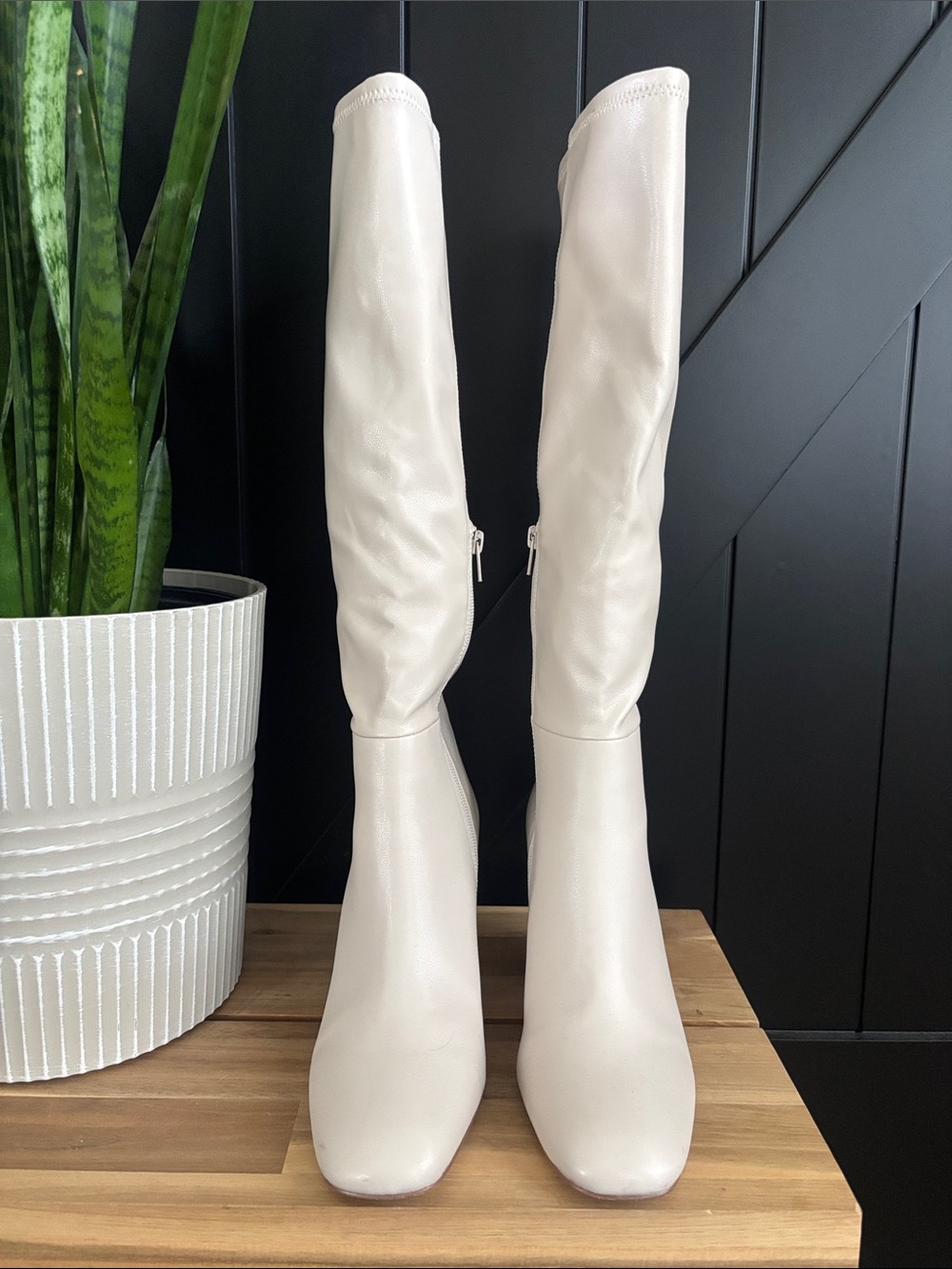 Steve Madden Cream Knee-High Boots